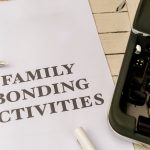 a family bonding activity on a piece of paper next to a typewriter